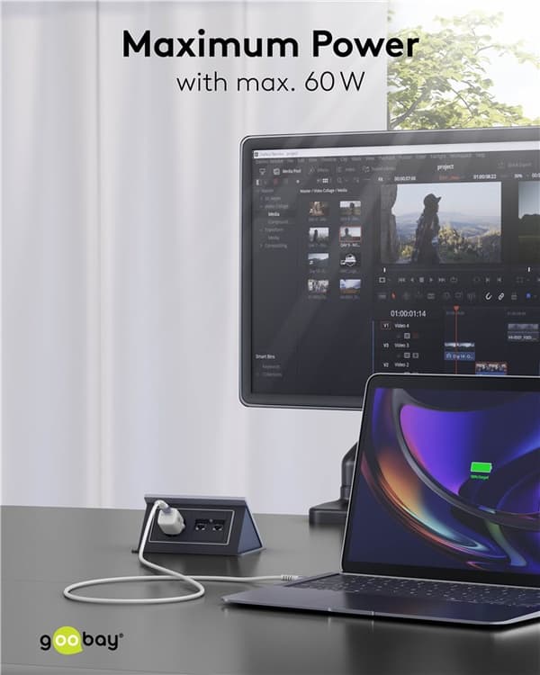 Lightning USB-A superblødt tekstilkabel med metalstik, 1 m, hvid
