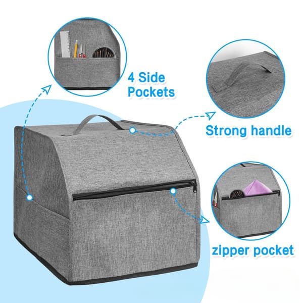 Ompelukoneen pölysuoja - Oxford-kangassuoja säilytystaskuilla Grey Grey
