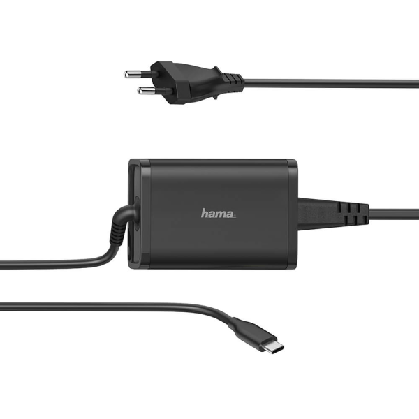 HAMA Nätdel Notebook USB-C 100-240V 5-20V/65W Svart