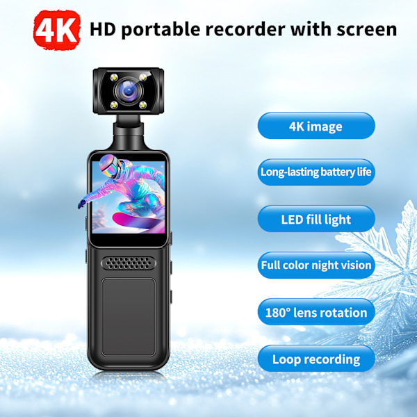 High-Definition Clip-On Body Camera M12 Direkte Optagelse