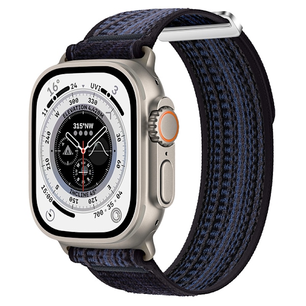 Flettet nylon sportsrem til Apple Watch Sort + blå S