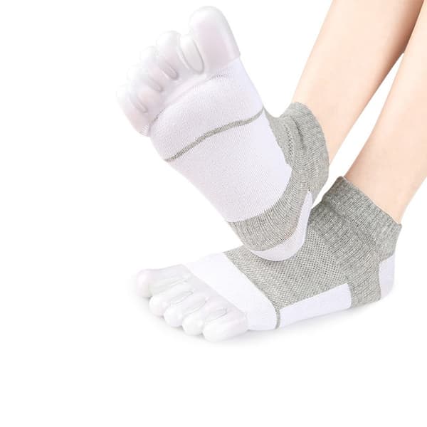 Justerbara Tåskiljesockor - Hallux Valgus Korrigering & Tåjustering White+Grey White+Grey