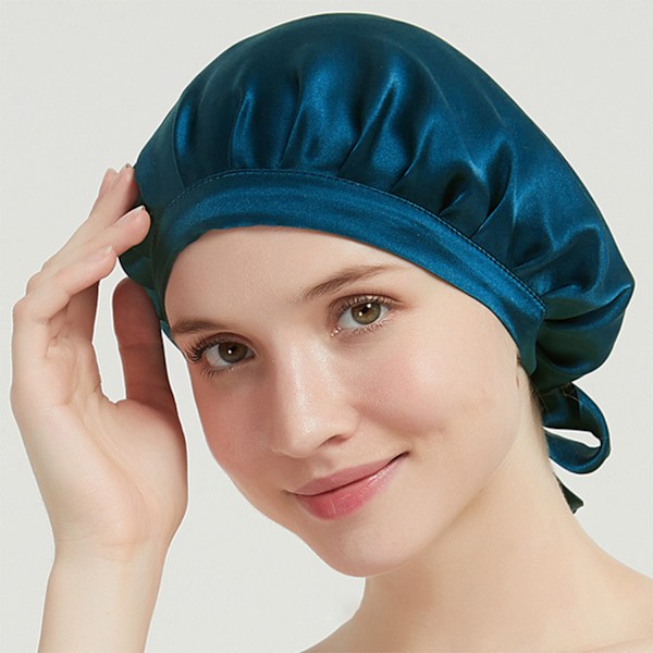 16 Momme Silk Sovmössa Blue Blue