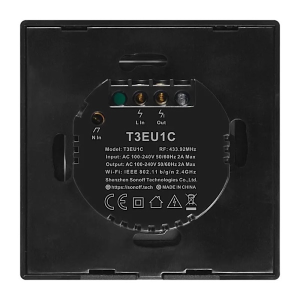 Smart Switch WiFi + RF 433 Sonoff T3 EU TX (1-kanavainen)
