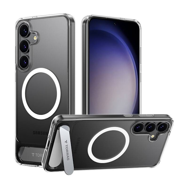 Torras Pstand Series puhelinkuori Samsung S25+:lle (läpinäkyvä)