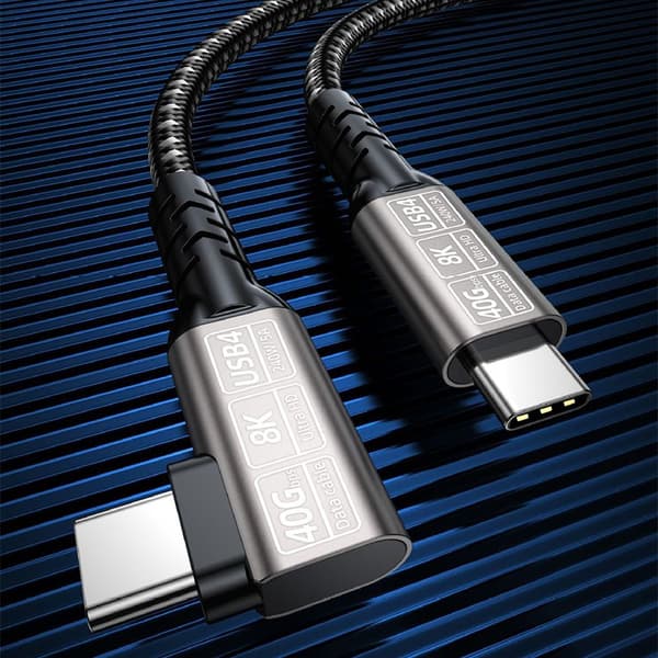 Vinklad USB4 Datakabel 40Gbps Höghastighetskabel - Stödjer 8K, 240W Laddning och Thunderbolt 4/3 för Bärbara Datorer 2 m 2 m