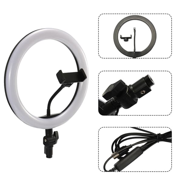Selfie-ring med dæmpbare LED-lys - Sort