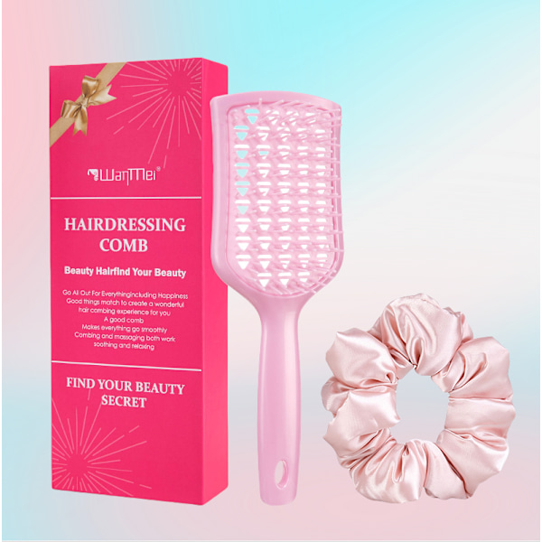 Utredningskamset med hårbottenmassageapparat - presentset med 2 delar Rosa