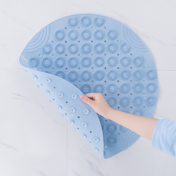 Halkskydd Badrumsmatta, TPE Duschmatta med Dräneringshål, 30cm Rund Blå