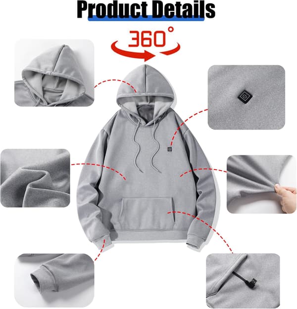 5 Zone Opvarmet Vest Grey L Grey L