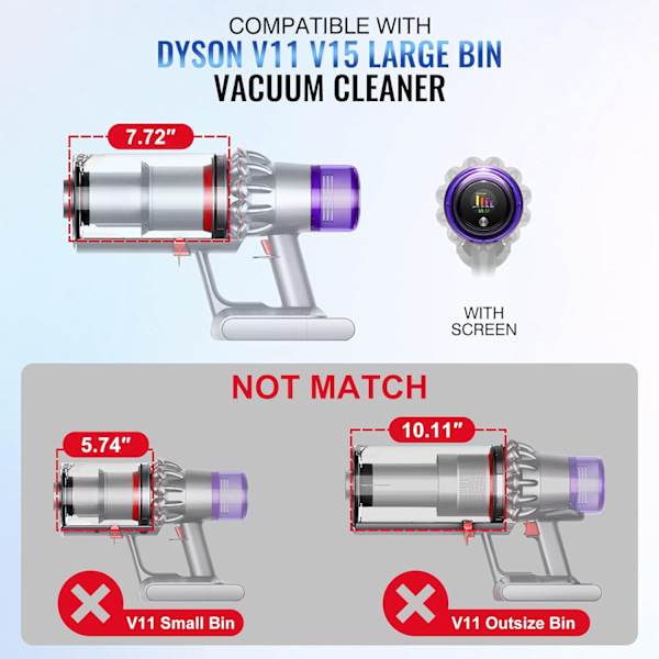 INF Pölysäiliö Dyson V11, V15, SV14, SV15, SV22 pölynimureille