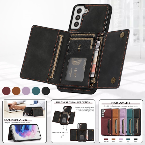 Tri-Fold PU-läderplånboksfodral med korthållare för Samsung Samsung S22