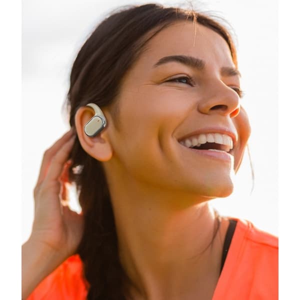 X93 Bluetooth-hörlurar med öppen passform, roterbara öronkrokar, riktat ljud och 14.2 mm dynamiska element för vardagslyssning White White