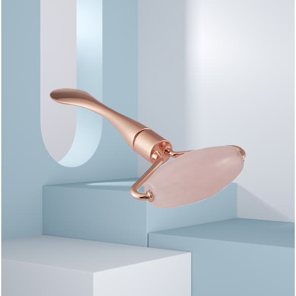 Rose Quartz Jade Roller Øjencreme Stick - 3D Metal Massager til Ansigtsløft & Slankning