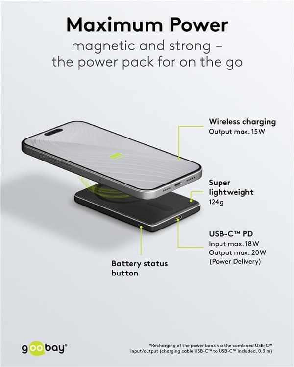 Magnetisk trådlös powerbank 5.000 mAh
