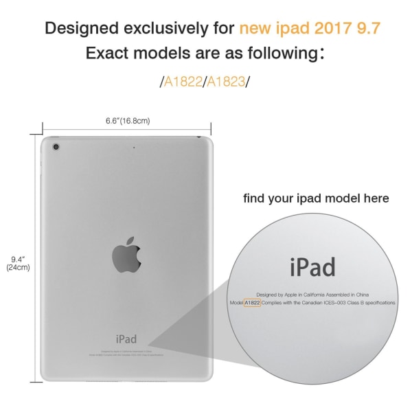 INF iPad Cover Case til iPad Air 1, iPad Air 2, New iPad 9.7" So