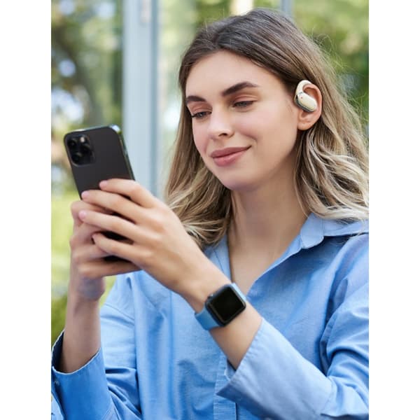 X93 Bluetooth-hörlurar med öppen passform, roterbara öronkrokar, riktat ljud och 14.2 mm dynamiska element för vardagslyssning White White