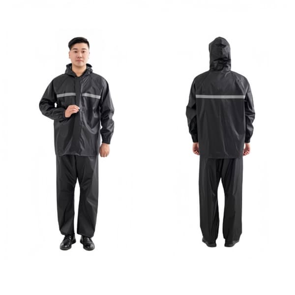 Split regnfrakkesæt, sort dobbeltlags Oxford-klud - Basic Model M XXL XXL