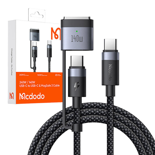 2-i-1 USB-C till USB-C + Magsafe 3-kabel Mcdodo CA-0140, 2m (svart)
