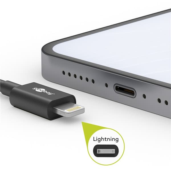 Lightning-USB-A textilkabel med metallkontakter, 0,5 m