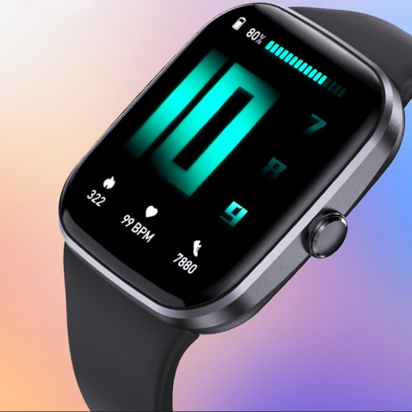 IP67 Vattentät 1,96" HD Touch Screen Smart Watch Svart