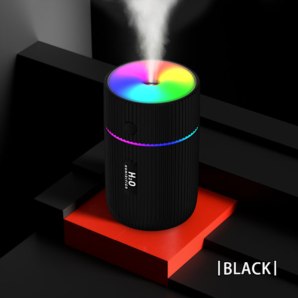 Kostutin värikkäällä LED-lampulla musta