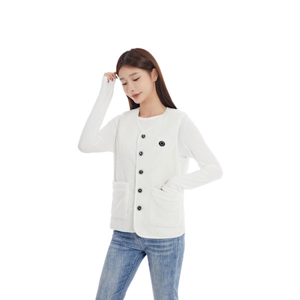 Opvarmet vest Teddy fleecevest med nem betjening, 15 varmezoner Hvid 3XL