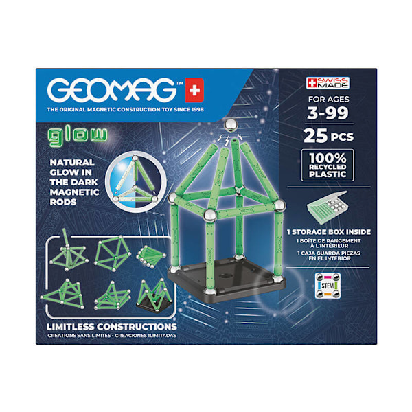 Glow Recycled Magnetic Blocks 25 stycken GEOMAG GEO-328