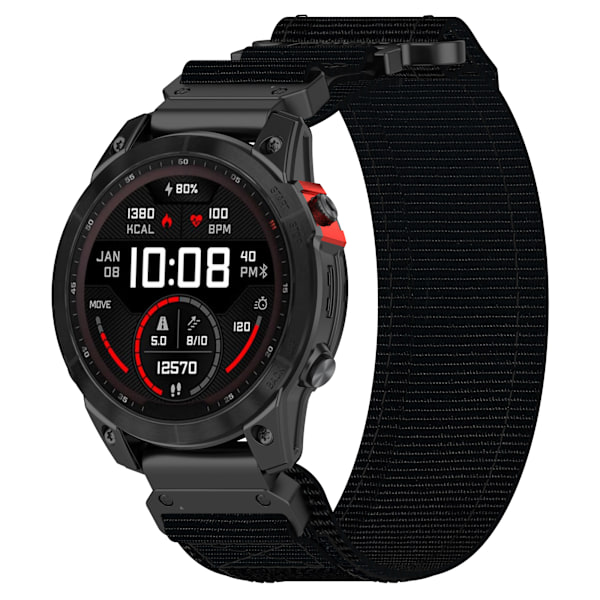 Garmin Nylon kellohihna Garmin Fenix 8:lle Musta 26 mm