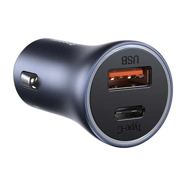 Ładowarka samochodowa Baseus Golden Contactor Pro, USB + USB-C, QC4.0+, PD, SCP, 40W (szara) + USB-kabel till USB-C 1m (
