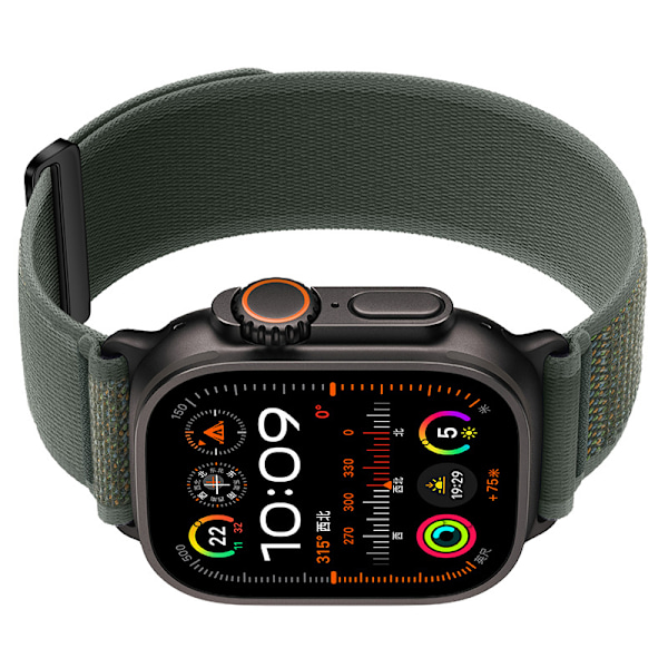 Nylon Klockarmband Kompatibla med Apple Watch - Ventilerande Sport Loop-band för iWatch Series 8/7/6/5/4/3/2/1/SE/Ultra Grön L