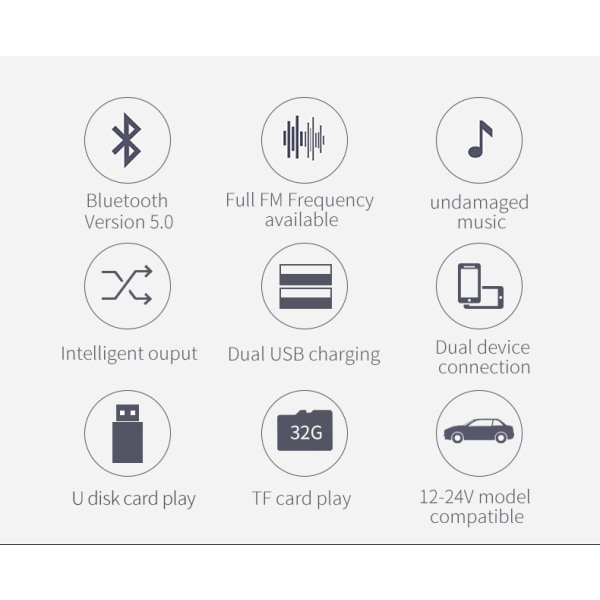 INF FM-lähetin autoon - Bluetooth-sovitin QC3.0-autolaturilla