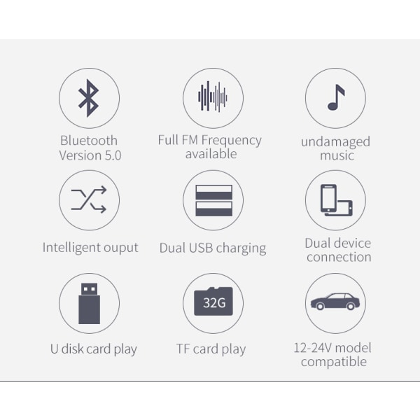INF FM-sändare för bilen - Bluetooth-adapter med QC3.0 billaddar