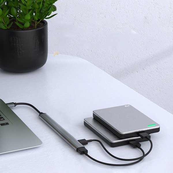 USB3.0 till USB2.0/3.0 USB hub med 7 portar Silvergrå