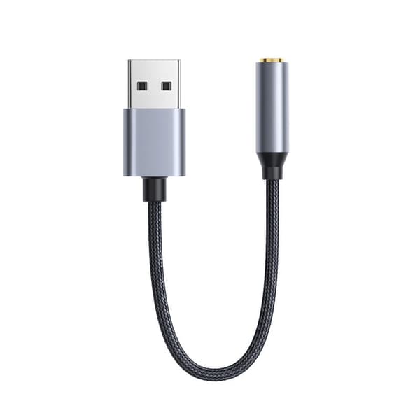 USB til 3.5mm Audio Kabel - 0.2m - Lydadapter til PC, Headset og Mikrofon - Grå