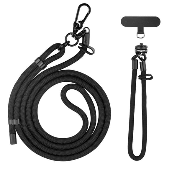 Sort Lanyard - Crossbody med dobbelt spænde design