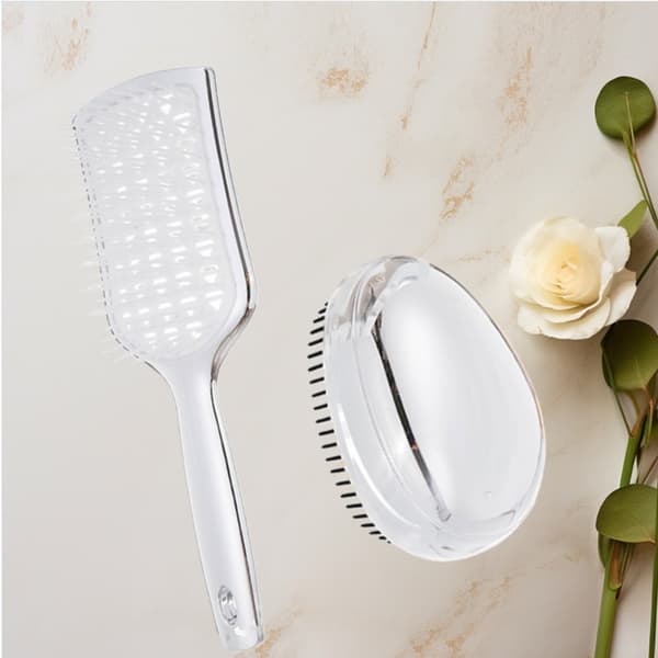 Högkvalitativ Volymgivande Hårstyling Borste Set (2 Delar) - Utrassling & Skalpmassage Silver Silver