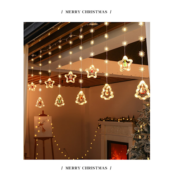 Ring LED-lampor för jul, bröllop, fester och heminredning Stjärnring + julgransring Varmvita lampor