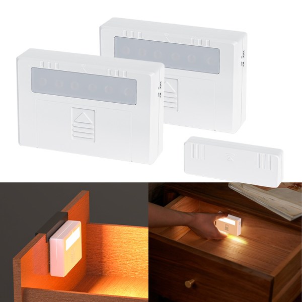 LED-rörelsesensor nattljus, batteridriven för lådatrappa i sovru Vit