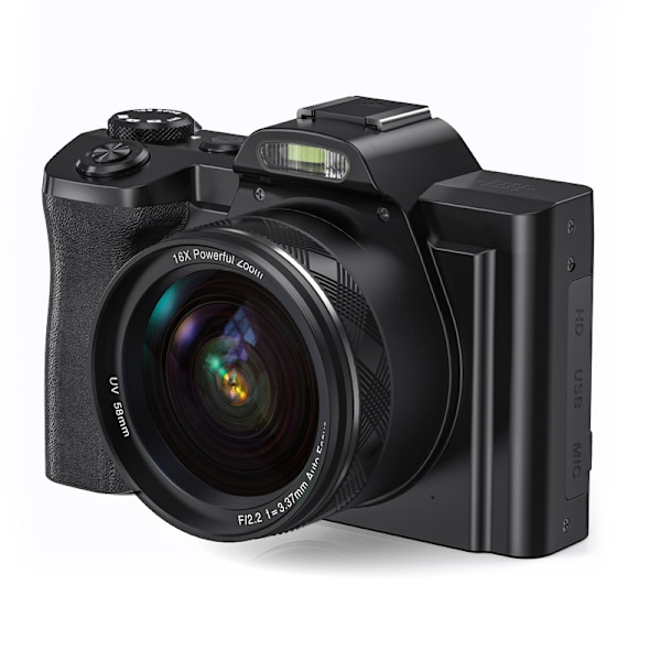 INF Digikamera 5K/48MP/16X zoom/6-akselinen tärinänvaimennus 3,5 tuuman näyttö WiFi