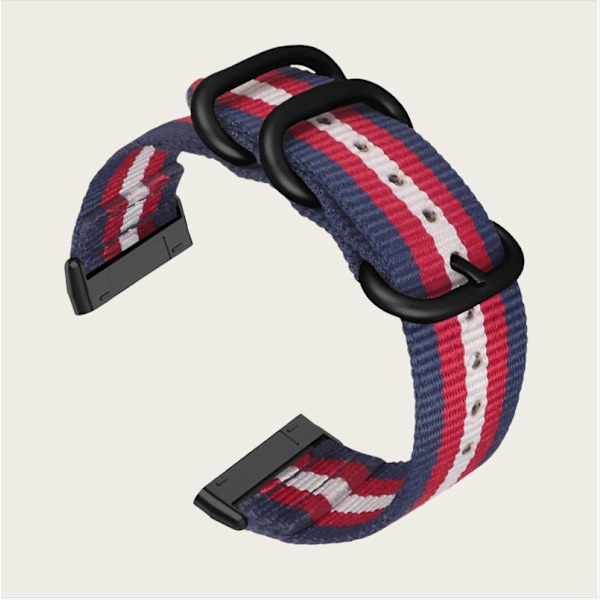 Nylon Canvas Armband för Fitbit Versa 3/Sense Blå+röd+svart
