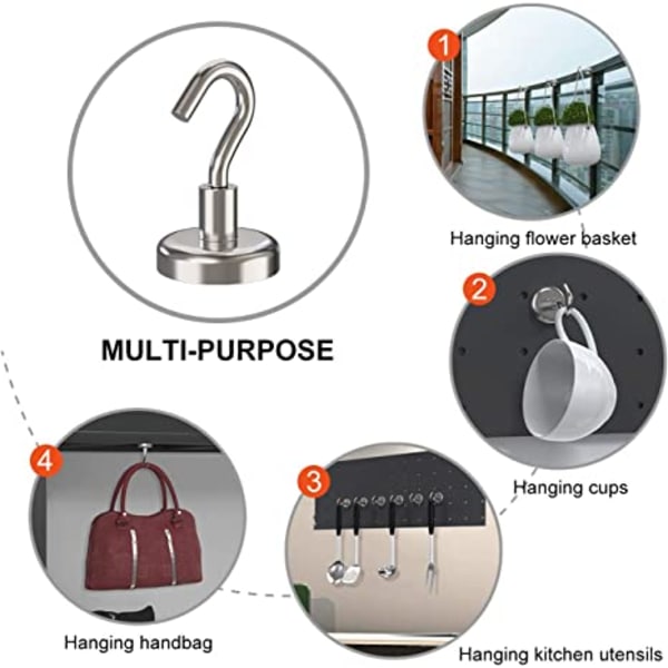 Magneettikoukku 4 kpl Hopea 1.5 kg