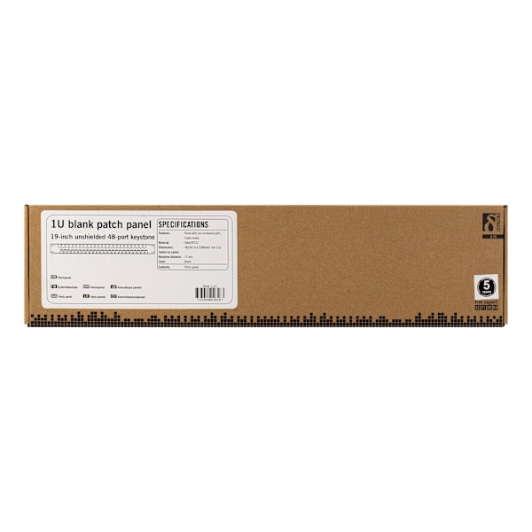 19" Keystone patch panel, 48 ports, 1U, metal, black