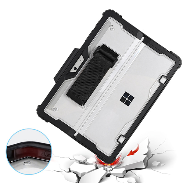 Kompatibel med Surface Go 1/2/3/4 Transparent Fodral med Svart Ram & Rem
