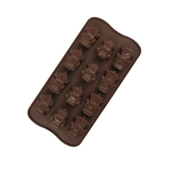 2-pack Silikon Robot Bakform Set - 12 Håligheter Choklad, Godis, Gelé och Isbitsformar