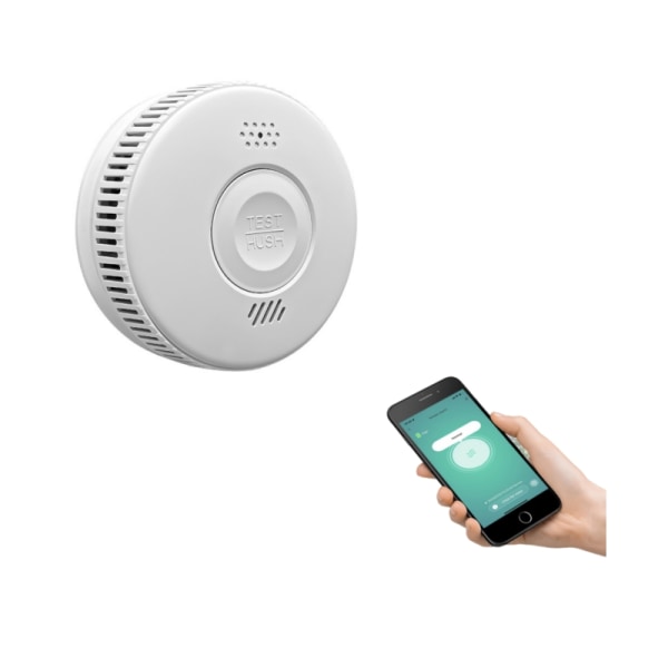 WiFi Brandvarnare, 3-års batteri Brandlarm med LED-indikator Vit