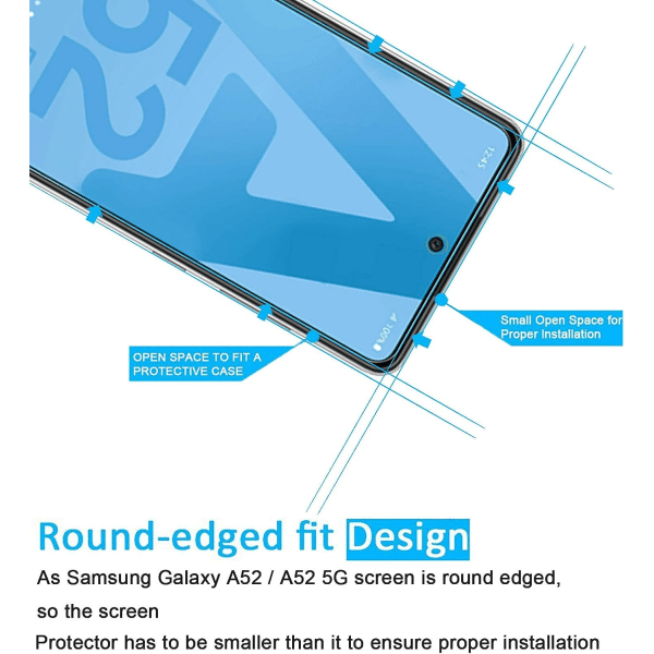 Näytönsuoja Samsung Galaxy A52/A52 5G/A52S 5G karkaistu lasi 2 kpl
