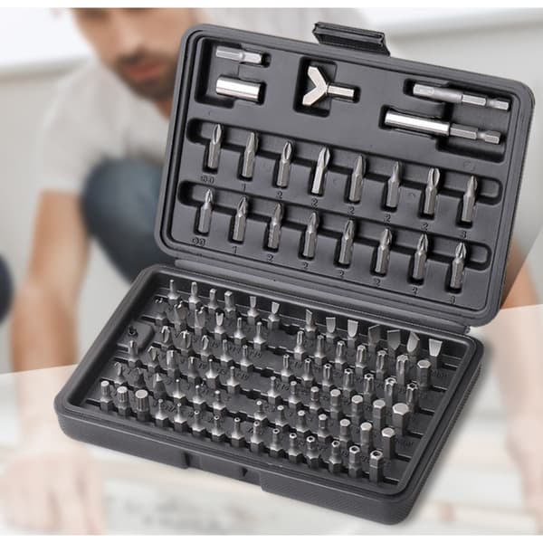 100 Dele Skruetrækkerbitsæt - Krom Vanadium Stål, Phillips, Flad, Hex & Torx Bits