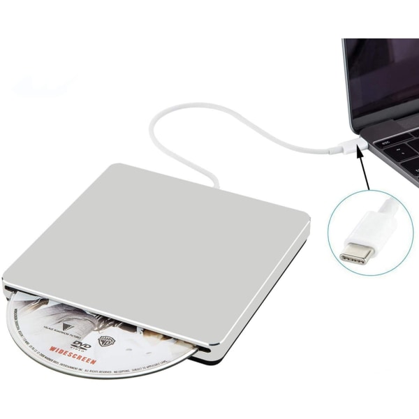 Ekstern CD- og DVD-afspiller optisk drev USB-C Silver