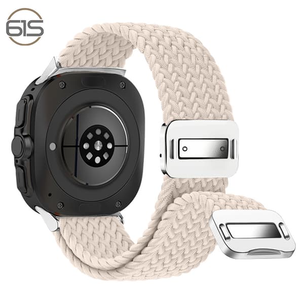 Samsung Watch 7 Ultra Elastic Woven Nylon Armband White White